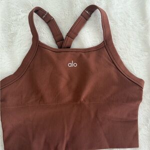 Alo Brown Ribbed Sports Bra